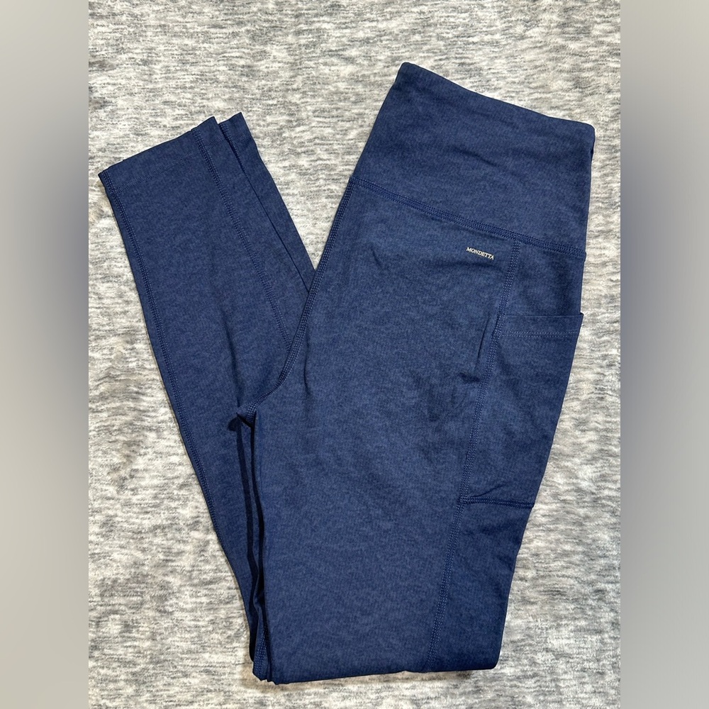 Mondetta Women's Athletic Leggings M Navy Blue 7/8 Ankle w/ Pockets Performance
